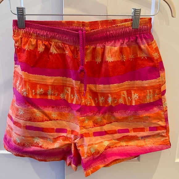 Prince Pants - Vintage 90s Prince Sportswear Neon Nylon Shorts, Pink and Orange, Size Medium
